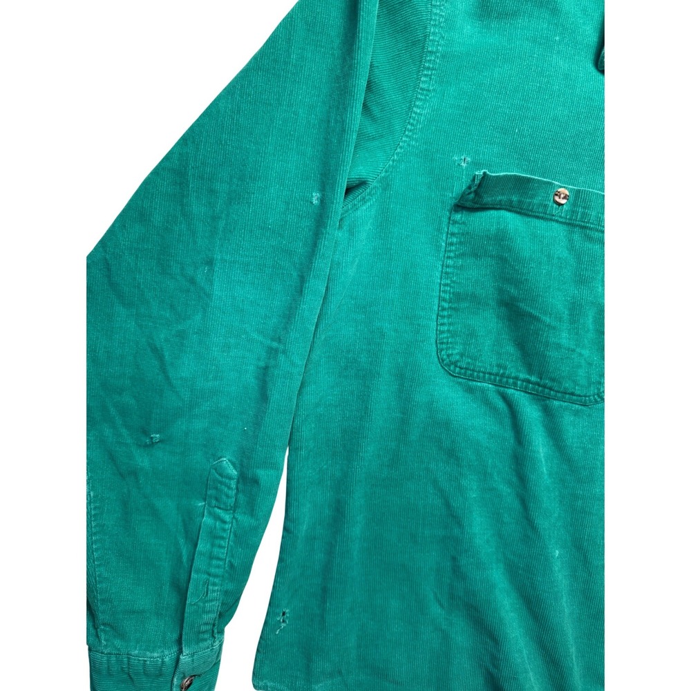 High Sierra Vintage Corduroy Shirt XL Green Teal Button Cotton Distressed Grunge - Picture 9 of 16